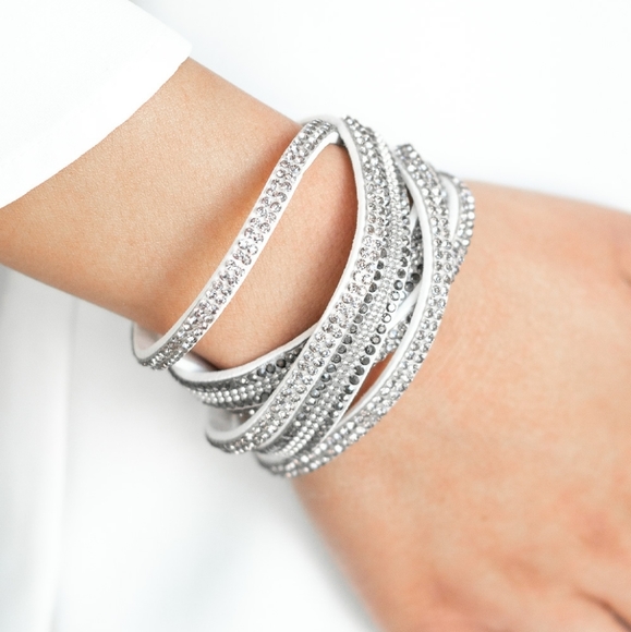 paparazzi Jewelry - Silver Rhinestone Wrap Bracelet